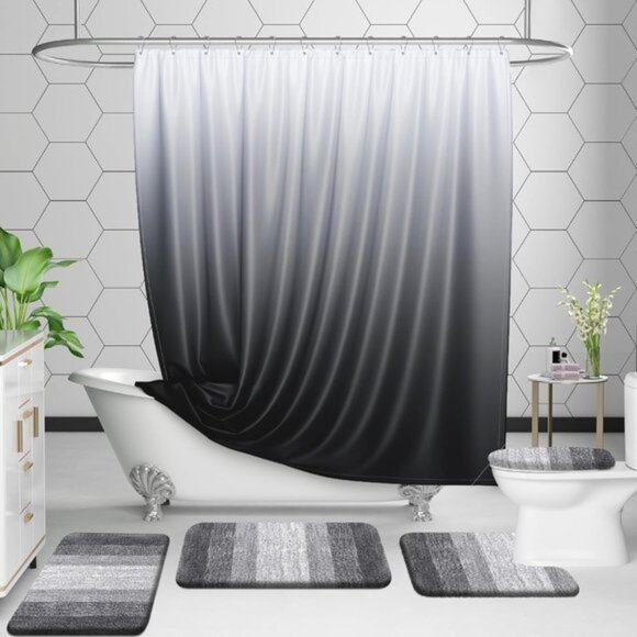 New 3-Piece Bathroom Rug Set, Soft Absorbent Microfiber, Non-Slip, Grey - Picture 7 of 9